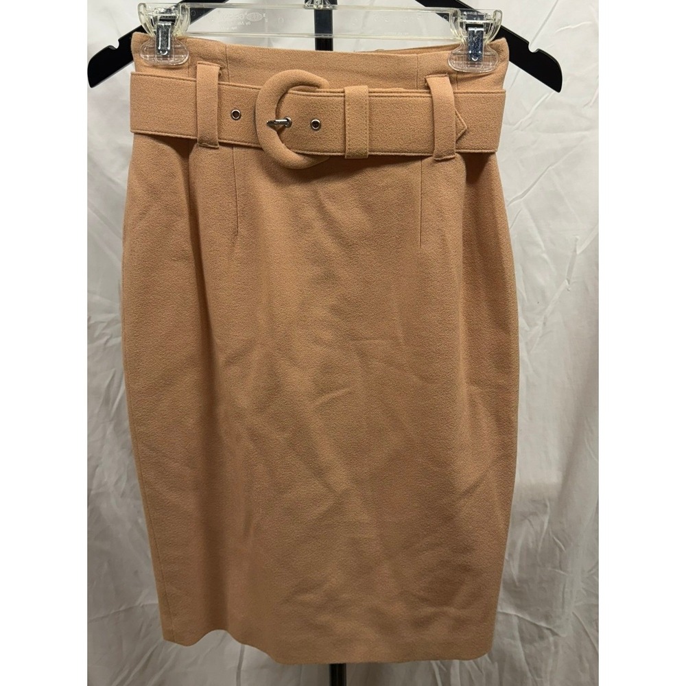 Vintage 80's‎ Ann Taylor Studio Women's Tan Belted 100% Wool Pencil Skirt Sz 2